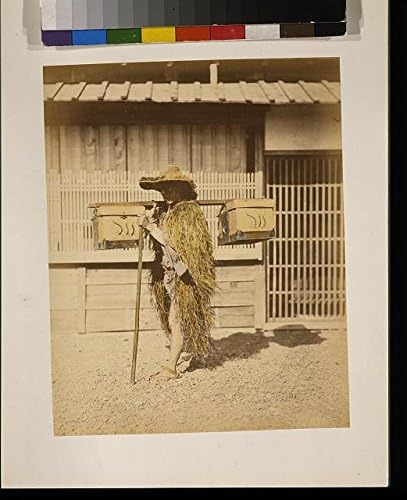 HistoricalFindings Fotó: Porter viseljen felsőruházat Készült Szalma,c1877,Esőkabát,Japán