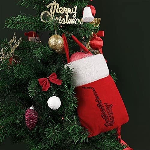 Szaxofon Zene Megjegyzés Karácsonyi Csomagokat Aranyos Tote Tároló Tasak Zseb Édesség Ajándék, Karácsonyi