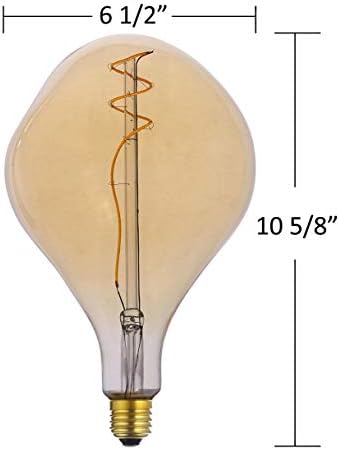 Nagyméretű Dekoratív LED Izzó, Vintage Spirál Végtelen Edison Lámpa Meleg Sárga Szabályozható 120V/6W,