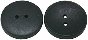 Wuuycoky Fekete Fa Gomb Kerek 25 mm Átmérő, 2 Lyukak a Kézműves Varrás DIY Csomag 20
