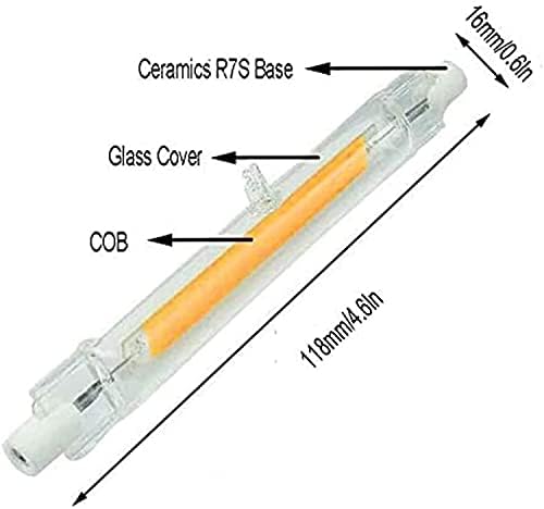 Qixivcom Szabályozható 118mm 20W R7S LED Izzók(4 Doboz)- COB LED Lámpa 150W Halogén Egyenértékű 118mm