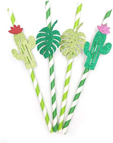 10 Db Kaktusz Monstera Levél Szívószállal Inni Eldobható Papír Szalmaszál a Hawaii Party Kellékek
