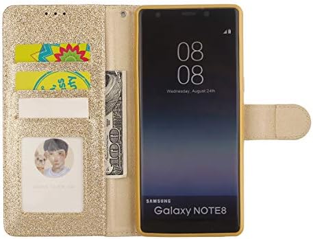 Abtory Tárca az Esetben a Galaxy Note 8, 3D Bling Strasszos Kristály Szép Szív Pénztárca Bőr Pénztárca
