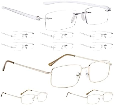 Földhasználati jogok 7 Csomag Keret nélküli Szemüvege + 3 darab Fém Olvasó Szemüveg (Összesen 10 Pár Olvasók