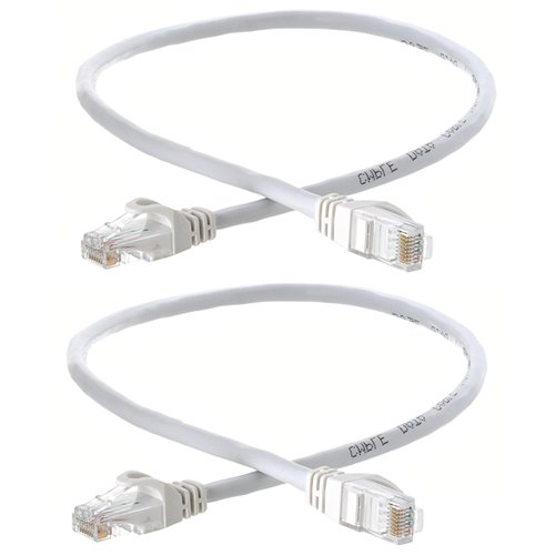 Cat6 Ethernet Kábel - 1.5 ft Fehér - Aranyozott Érintkezők férfi Férfi Patch Kábel (2 Csomag)