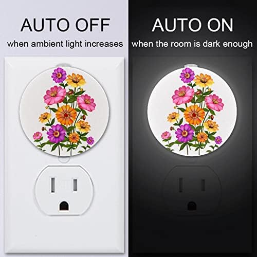 2 Csomag Plug-in Éjjeli LED-es Éjszakai Fény, Tavasz, Virág, Virágos, Alkonyat-hogy-Hajnal Érzékelő Gyerek