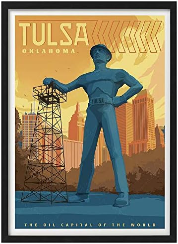 xtvin USA-ban Tulsa, Oklahoma Olaj Tőke Amerika Vintage Travel Plakát Művészet Nyomtatott Vászon Festmény,