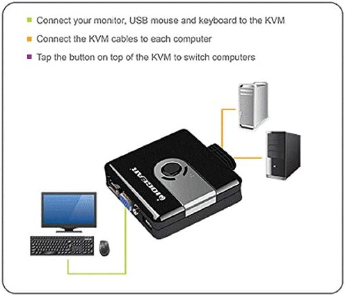 IOGEAR 2-Port Kompakt USB VGA KVM, Beépített Kábel, GCS42UW6
