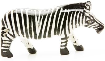 Maisha XSmall 1.75 hüvelyk Handcarved Fa Zebra Figura,Festett Fekete & Fehér, Fair Trade, Afrika