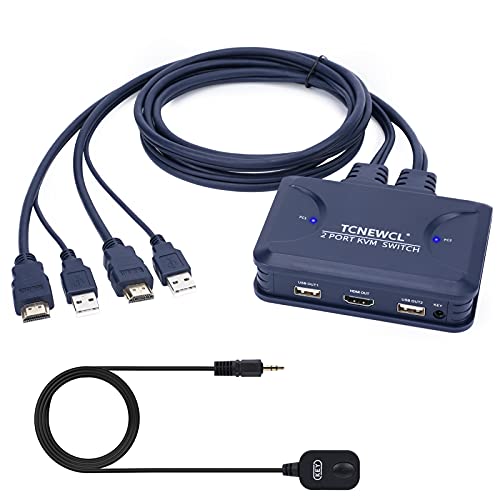 2 Port HDMI KVM Switch, HDMI USB Selector 2 Számítógépek Megosztás 1 HD Monitor Egér, Billentyűzet, Nyomtató,