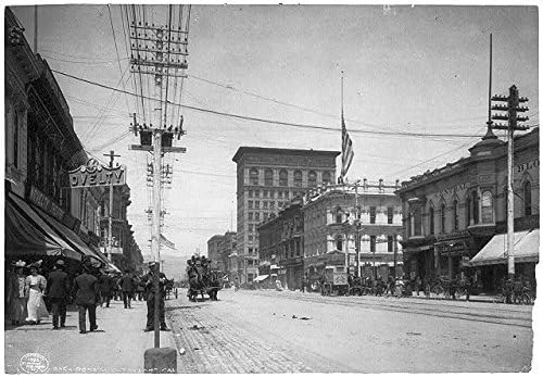 HistoricalFindings Fotó: Broadway,Oakland,Kalifornia,Alameda Megyei,c1906,Utcai Jelenet,Ló,Kocsi