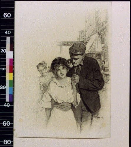 HistoricalFindings Fotó: Férfi,Lány Sétál Az Utcán,J. Henry Bracker,1890-1936,Udvarlás,Pár