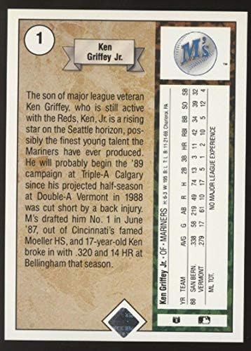 1989 Felső szint 1 Ken Griffey Jr. - NM+++ RC Újonc Seattle Mariners Baseball