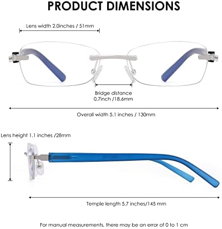 HIYANJN Keret nélküli Szemüvege Női Kék Fény Blokkoló Könnyű Szemüveg keret nélküli Rugós Zsanér Számítógép