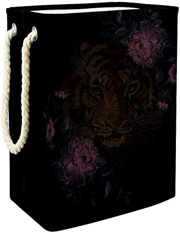 Inhomer Színes Virágos a Tigris Fejét, 300D Oxford PVC, Vízálló Szennyestartót Nagy Kosárban a Takaró
