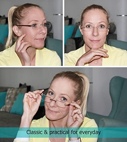 Földhasználati jogok 3 darab Fél-rim Olvasó Szemüveg + 7 Csomag Keret nélküli Szemüvege(Összesen 10 Pár