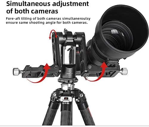 SUNWAYFOTO GH-03 Sztereó Gimbal Fejét w 120mm Arca / RRS Kompatibilis Bilincsek Twin Kamera