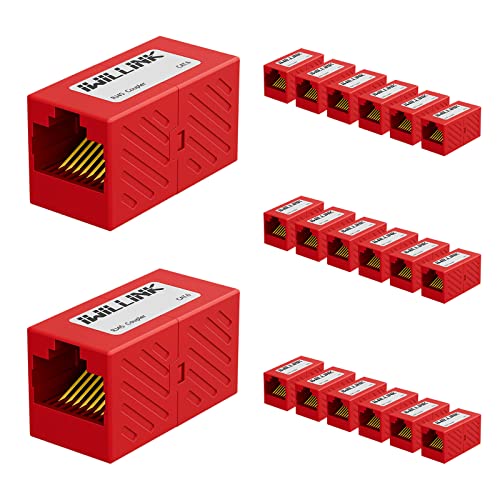iwillink 20-Pack Cat6 Csatoló, RJ45 Ethernet Csatlakozó, Női Extender eszköz Ethernet Adapter, Piros