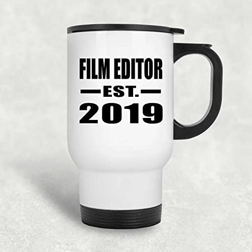 Designsify Film Szerkesztő Létrehozott EST. 2019-es Fehér Bögre 14oz Rozsdamentes Acél Szigetelt Dobon,