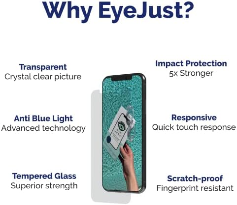 EyeJust Kék Fény Blokkoló képernyővédő fólia iPhone 6/7/8, Tudományosan Tesztelt & Validált, Edzett Üveg