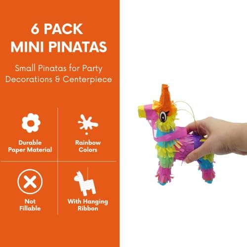 6 Db Mini Pinata 4x7 - Fiesta Party Dekoráció, Mexikói Cinco de Mayo Party Kellékek, Halottak Napja, Hírszerző