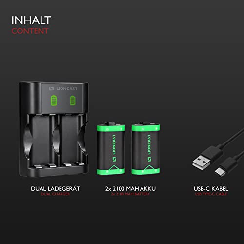 Lioncast Újratölthető Akkumulátorok Xbox Sorozat X&S/Xbox Kontroller, 2,100 mAh Akkumulátor Töltő LED