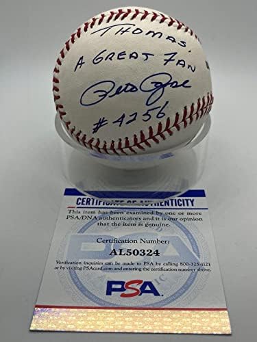 Pete Rose Aláírt Autogramot Személyre szabott Thomas Egy Nagy Rajongó Baseball PSA DNS - Dedikált Baseball