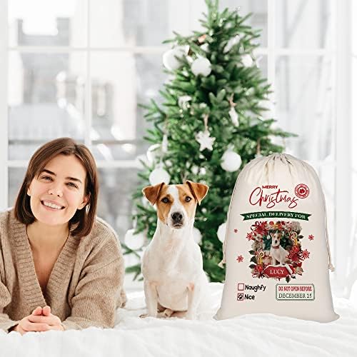 BAGEYOU Személyre szabott Kutya Mikulás Zsák Szép Amerikai Bulldog Santa Bag Karácsonyra, Karácsonyi Ajándék,
