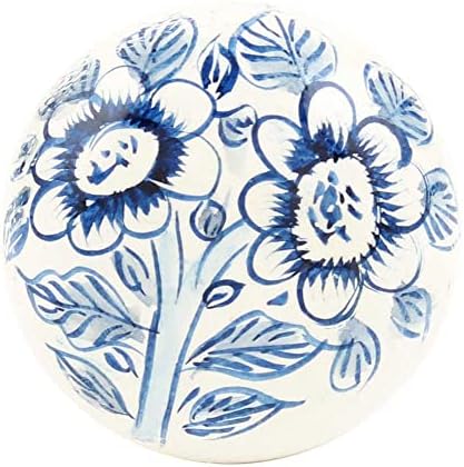 IndianShelf 12 Pack Dekoratív Gomb|Kasmíri Virágos Kabinet Hardver Gombok|Kék Fehér Gombok Szekrény Fiókos