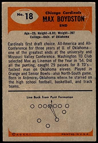 1955 Bowman 18 Max Boydston Chicago Cardinals-FB (Foci Kártya) Dean Kártyák 5 - EX Cardinals-FB