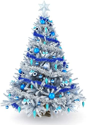 Numerge 4db karácsonyfa Dísz Garland 26 Ft karácsonyfa Kék Csillogó Díszek, Koszorú Fém karácsonyfa Dekoráció