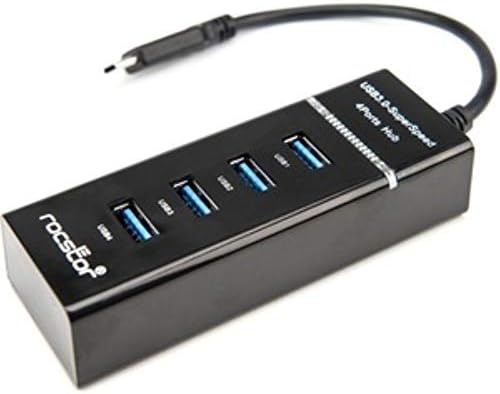 Rocstor Prémium Vékony, Hordozható, 4 Port Hub - USB-C-4x USB-EGY Vékony Elosztó - USB 3.0 Hub - Bus Powered