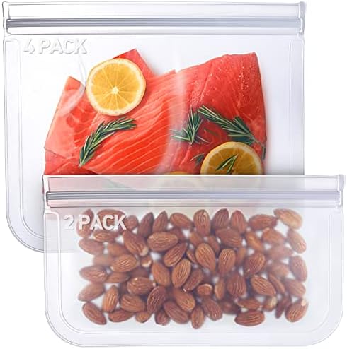 6 Pack Szilikon Táskák Élelmiszer Tárolására, Újrafelhasználható Élelmiszer Tárolására Fagyasztó Táskák,