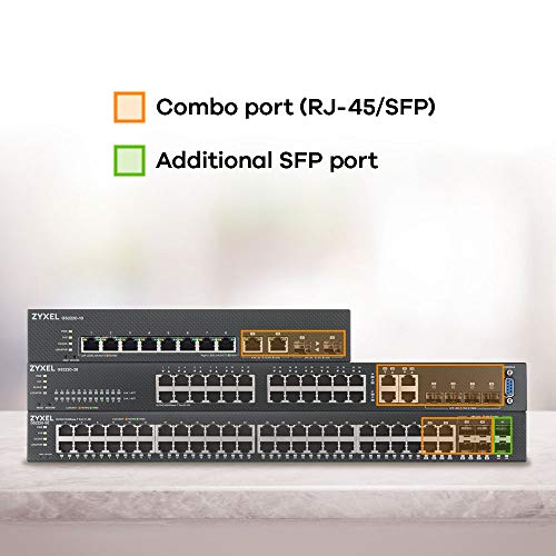 Zyxel 44-Port Gigabit Ethernet 2 Réteg Sikerült Kapcsoló, 4 Gigabit Combo Port + 2 SFP, valamint Hibrid