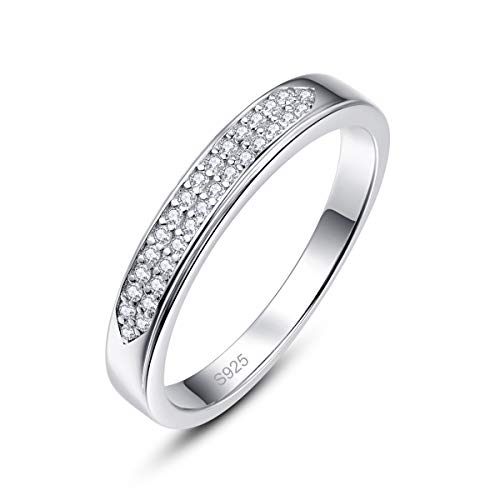 Empsoul 925 Sterling Ezüst Gyűrű Cirkónia Fehér Topáz Szimulált Gyémánt jegygyűrű Magas lengyel Eljegyzési