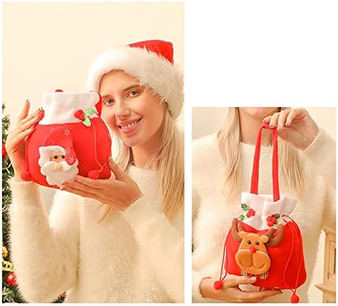 Karácsonyi Édesség Táska Karácsonyi Szövet Ajándék Táskák Csomagolás Zsák 3D Xmas Ajándék Táskák a Táska